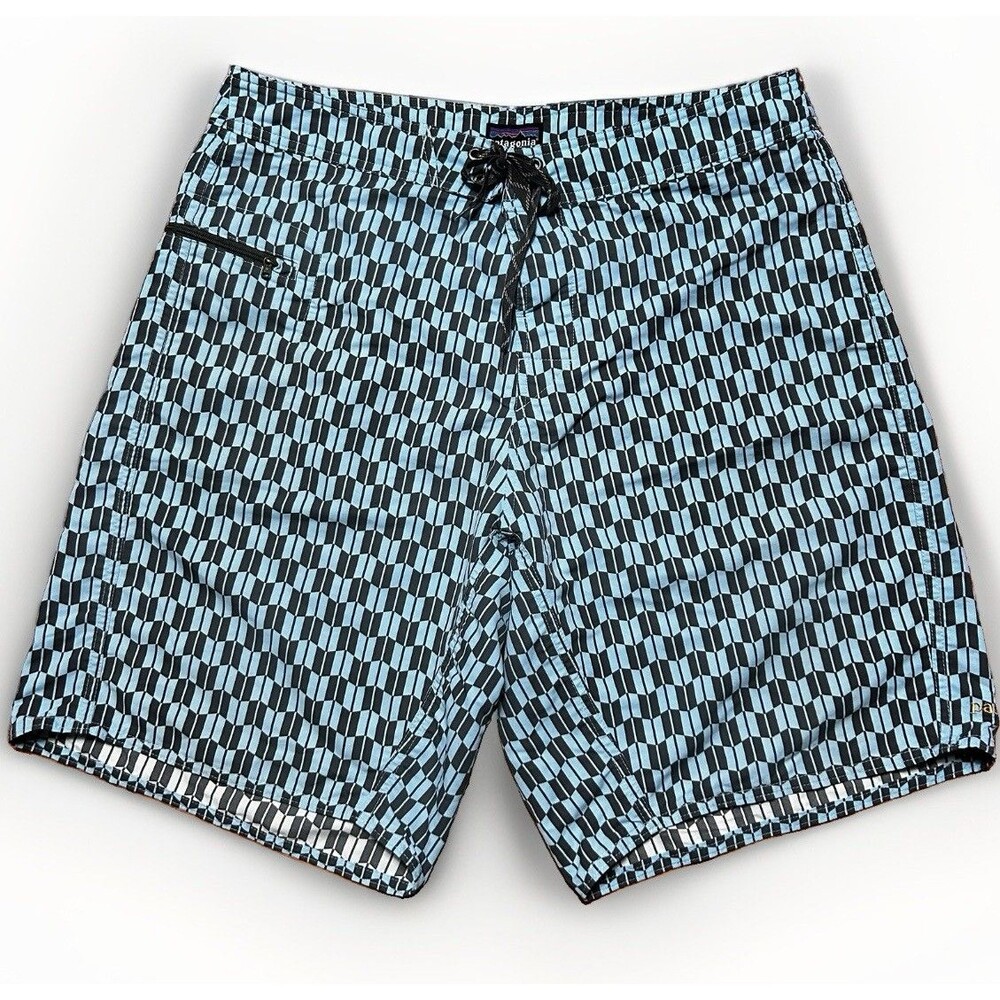 Patagonia Wavefarer 10" Board Shorts Quiver Blue Swim Trunks Pocket Mens Size 34